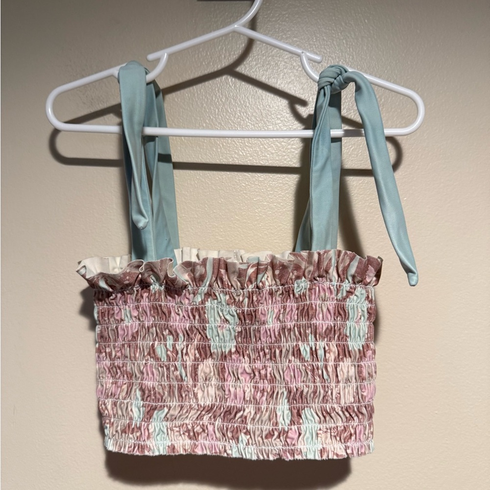 Minnow bikini top smocked tie strap little girls die 5/6